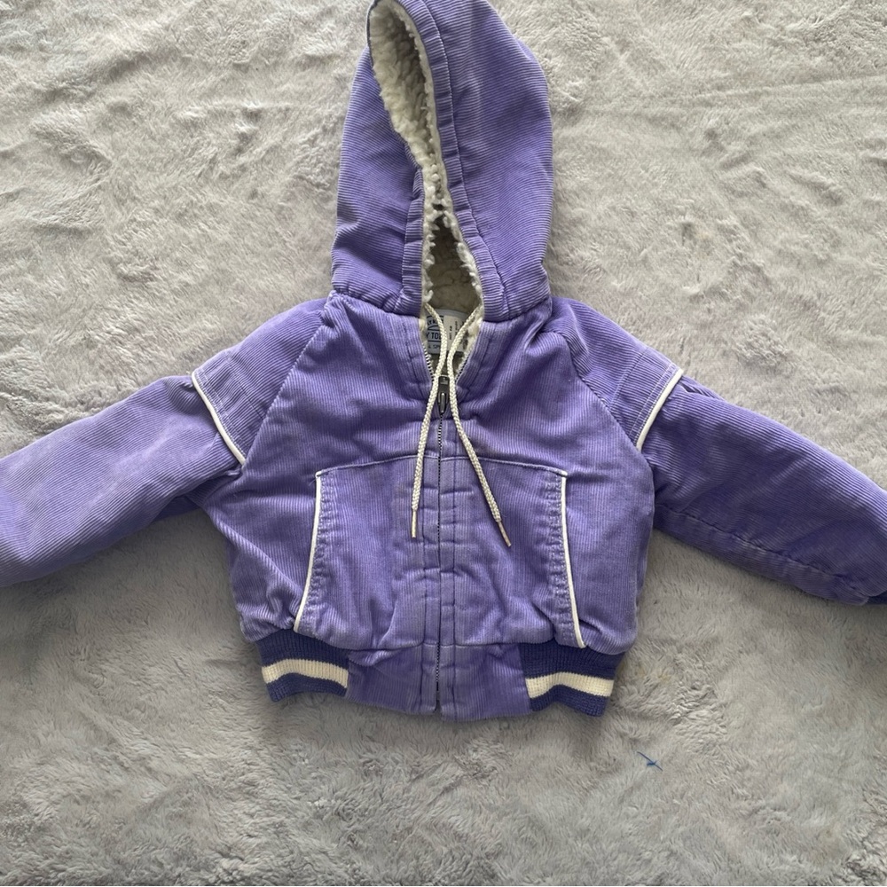 Vintage Purple Hooded Sherpa-Lined Kids Jacket size 2T